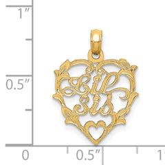 14K LIL SIS in Heart Charm