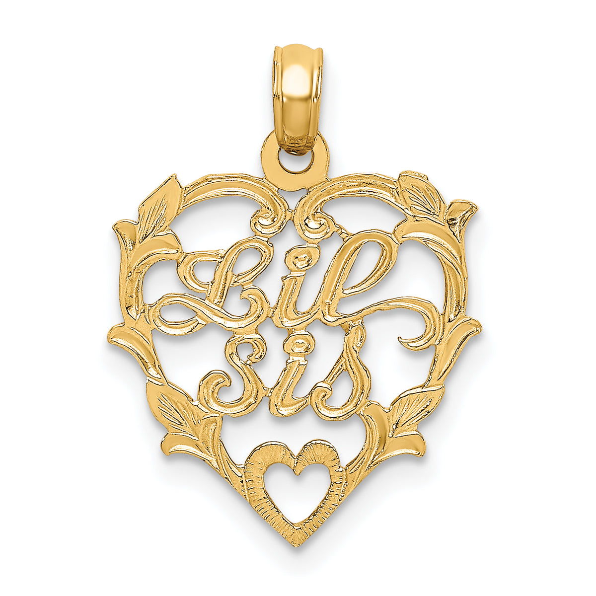 14K LIL SIS in Heart Charm