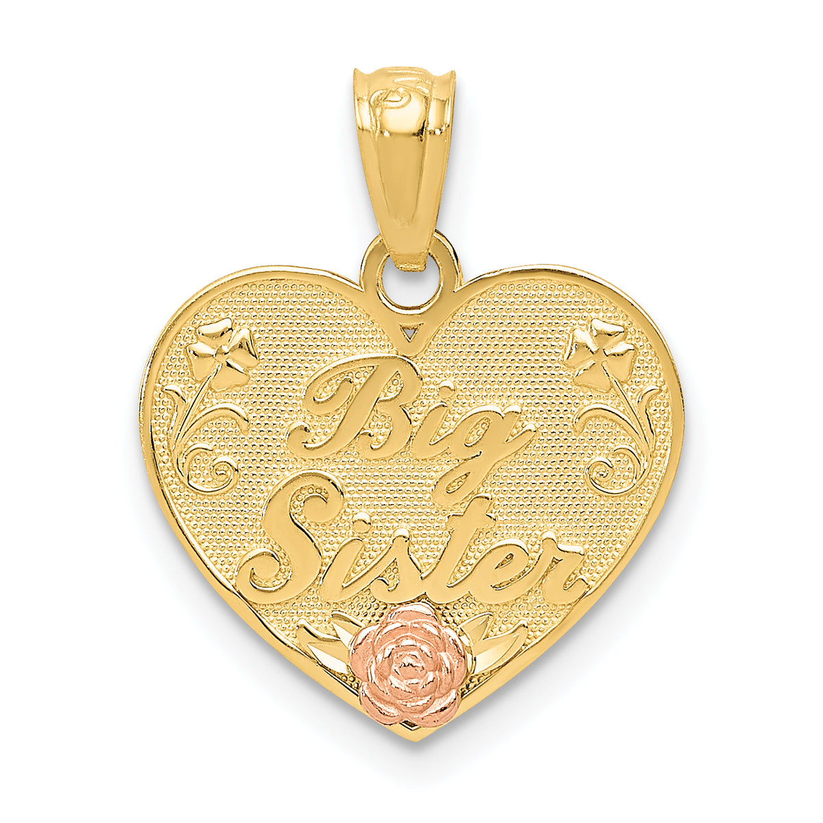 14k Two-tone BIG SISTER Heart Pendant