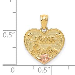 14K Gold Two-Tone Heart Pendant for Little Sister  Elegant Keepsake