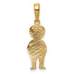 14K Gold Boy with Hands in Pocket Pendant  Solid, Textured Back Design