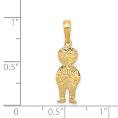 14K Gold Boy with Hands in Pocket Pendant  Solid, Textured Back Design