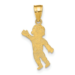 14K Boy Waving with Heart on Pocket Charm