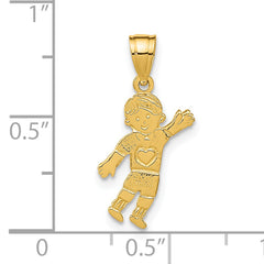 14K Boy Waving with Heart on Pocket Charm