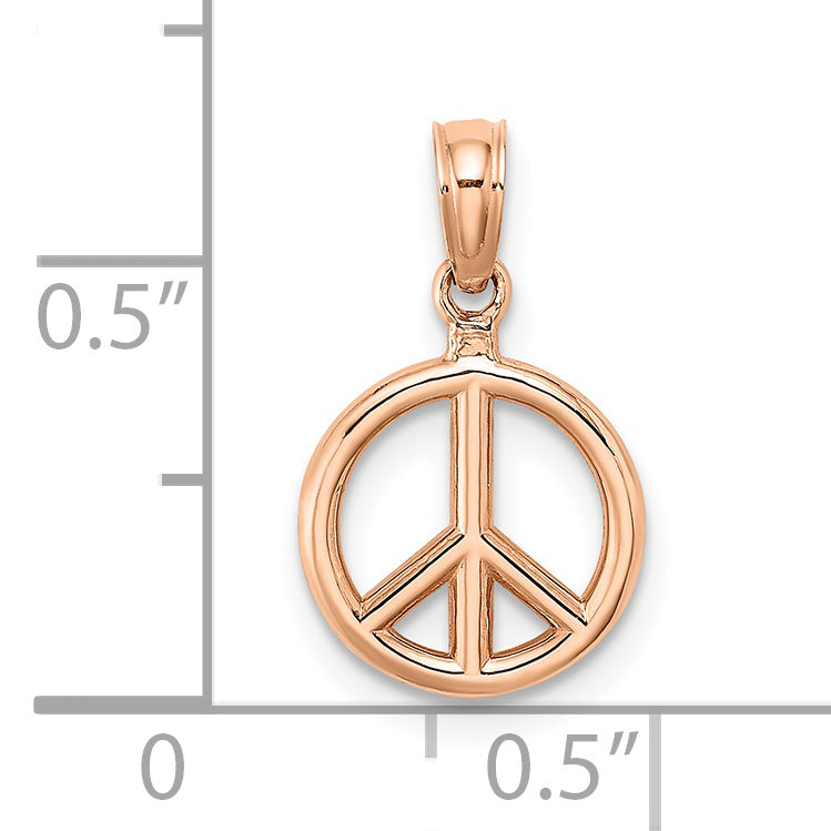 14k Rose Gold 3-D Peace Symbol Charm