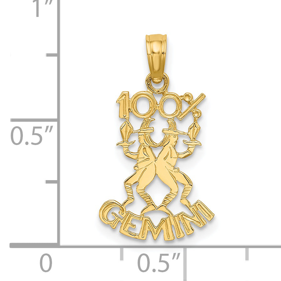 14K 100% GEMINI Zodiac Charm