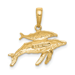 14K Mother and Baby Humpback Whale Pendant