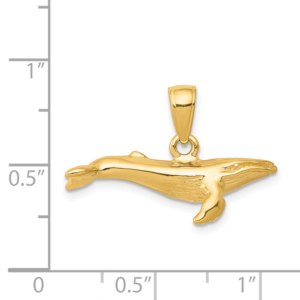 14K Gold 3D Humpback Whale Pendant with Solid Cast Design