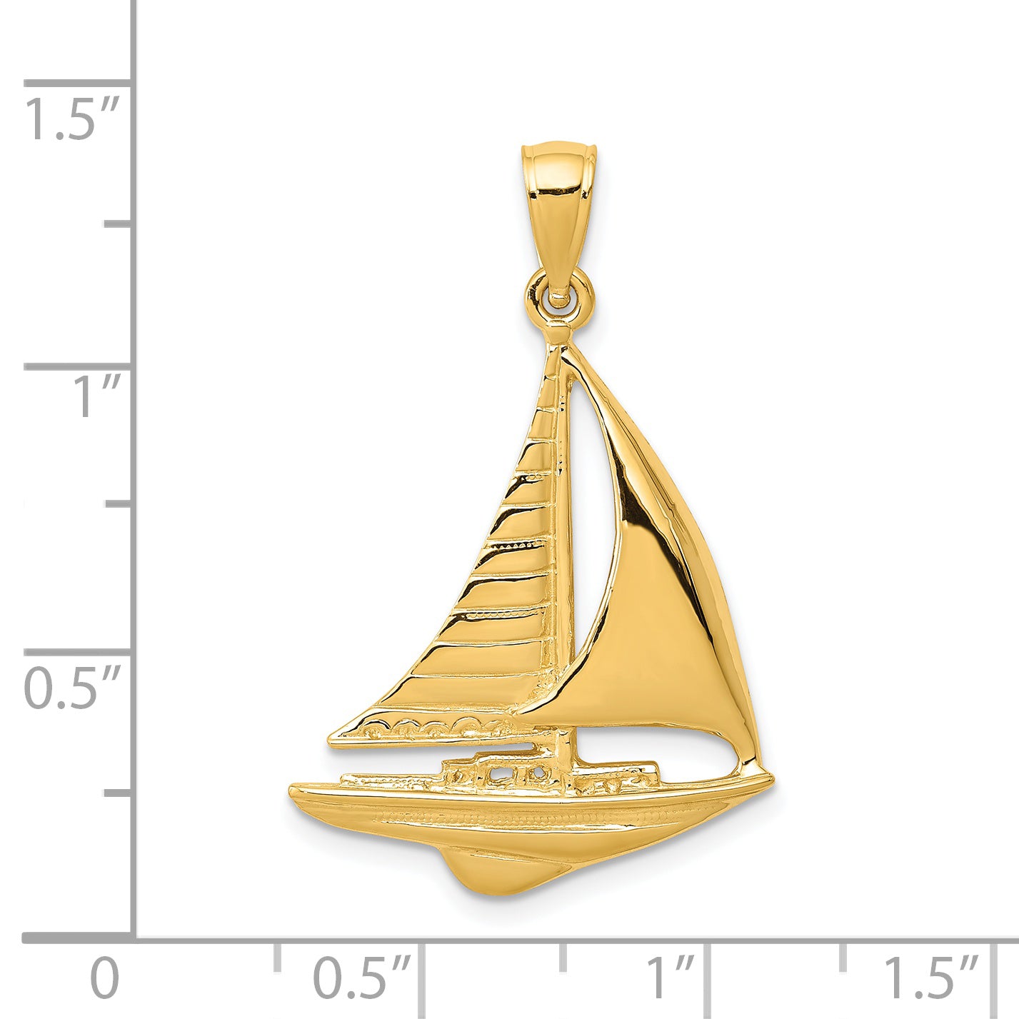 14K Gold Sailboat Pendant for Men  Solid Casted Nautical Charm