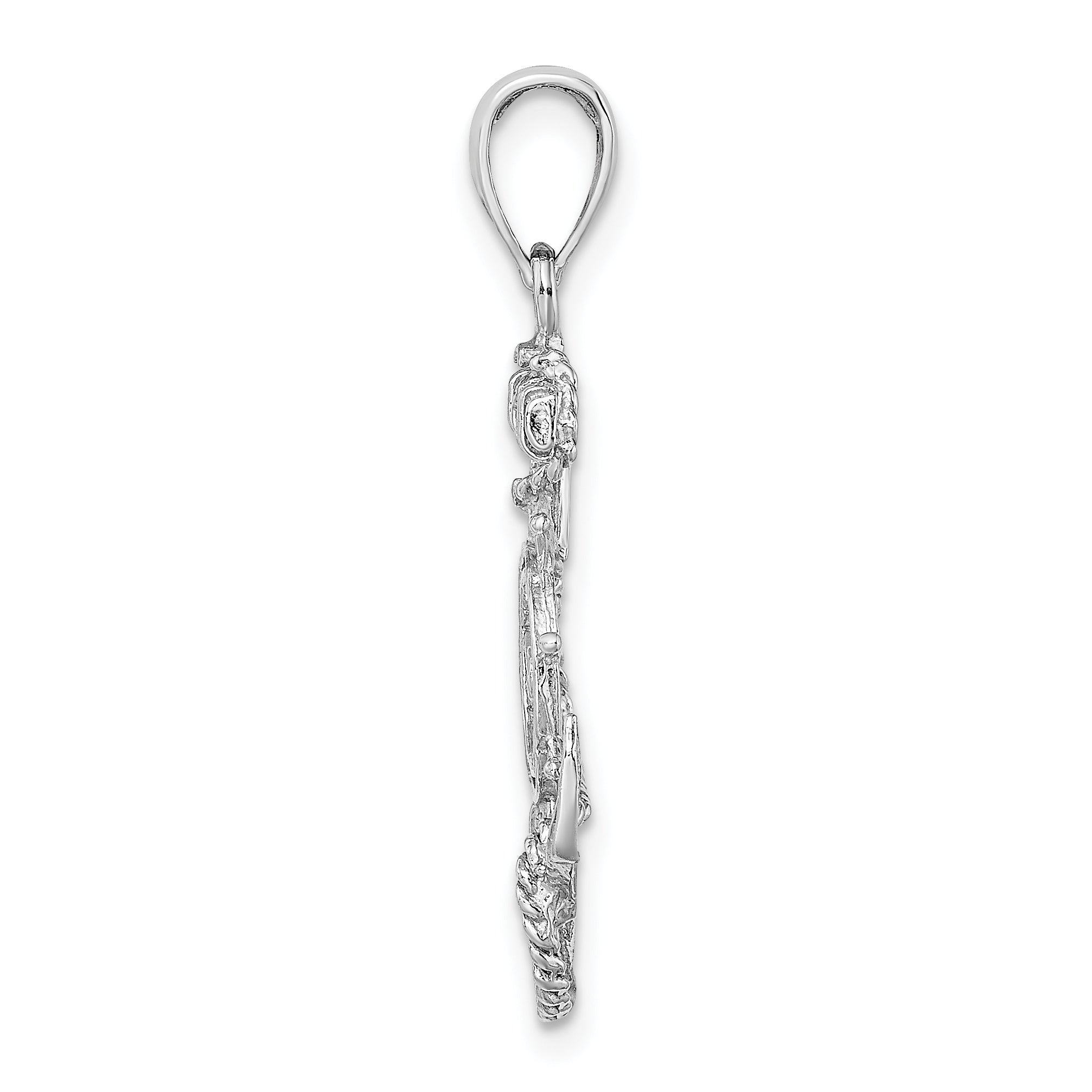 14K White Gold Anchor and Wheel Pendant