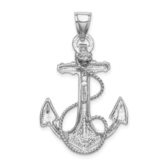 14K White Gold Anchor with Rope Pendant