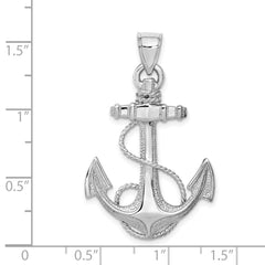 14K White Gold Anchor with Rope Pendant