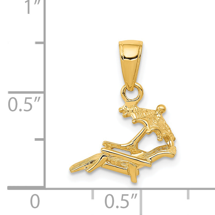 14K 3-D Lounge Beach Chair Pendant