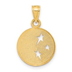 14k Polished Flat-Backed Moon with Three Stars Pendant