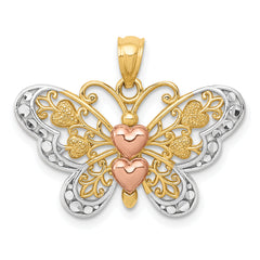 14k Two-tone w/White Rhodium Butterfly Pendant