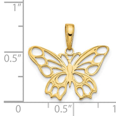 14K Gold Butterfly Cut-Out Pendant with Polished Finish  Elegant & Casted Design