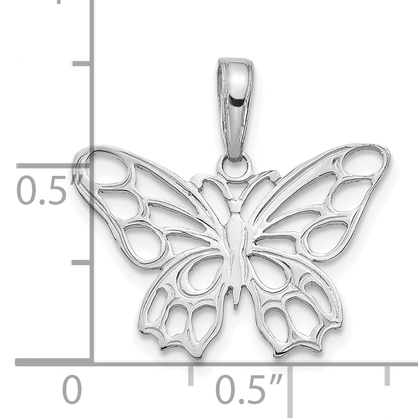 14k White Gold Polished Butterfly Cut-out Pendant