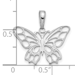 14k White Gold Polished Butterfly Cut-out Pendant