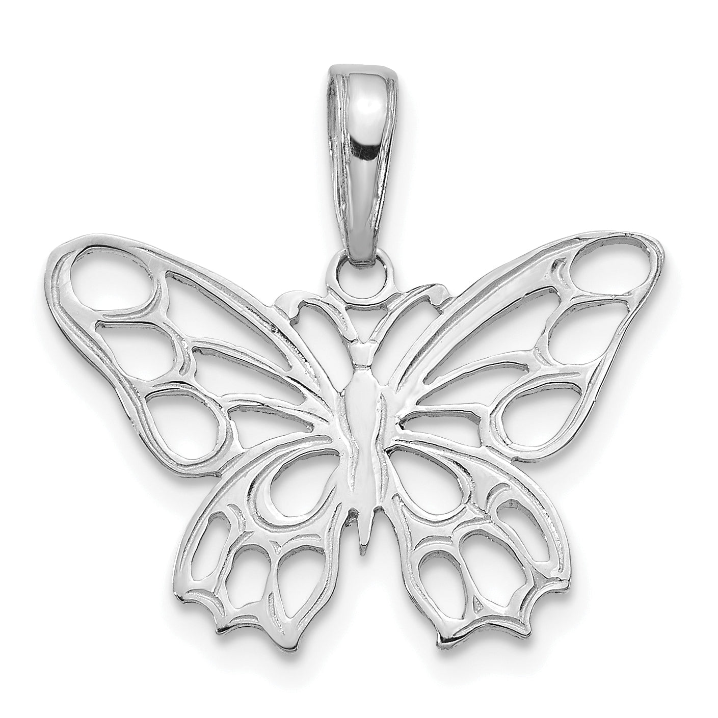 14k White Gold Polished Butterfly Cut-out Pendant