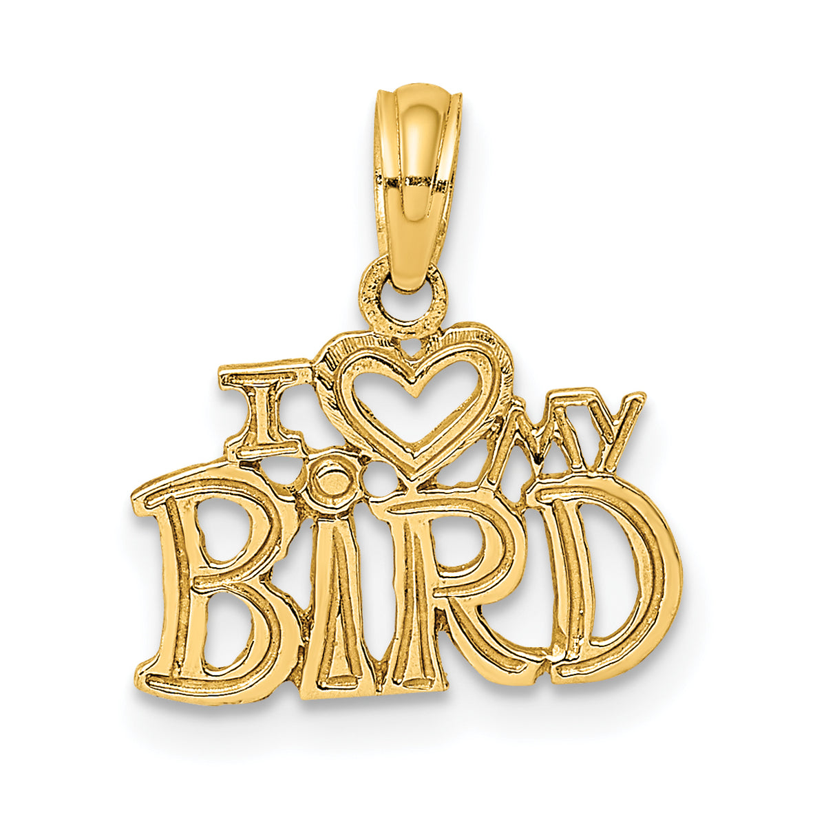 14K I HEART MY BIRD Charm