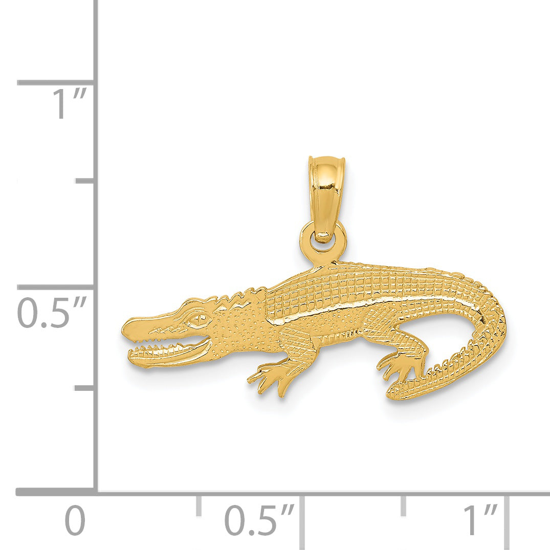 14K Textured Alligator Pendant