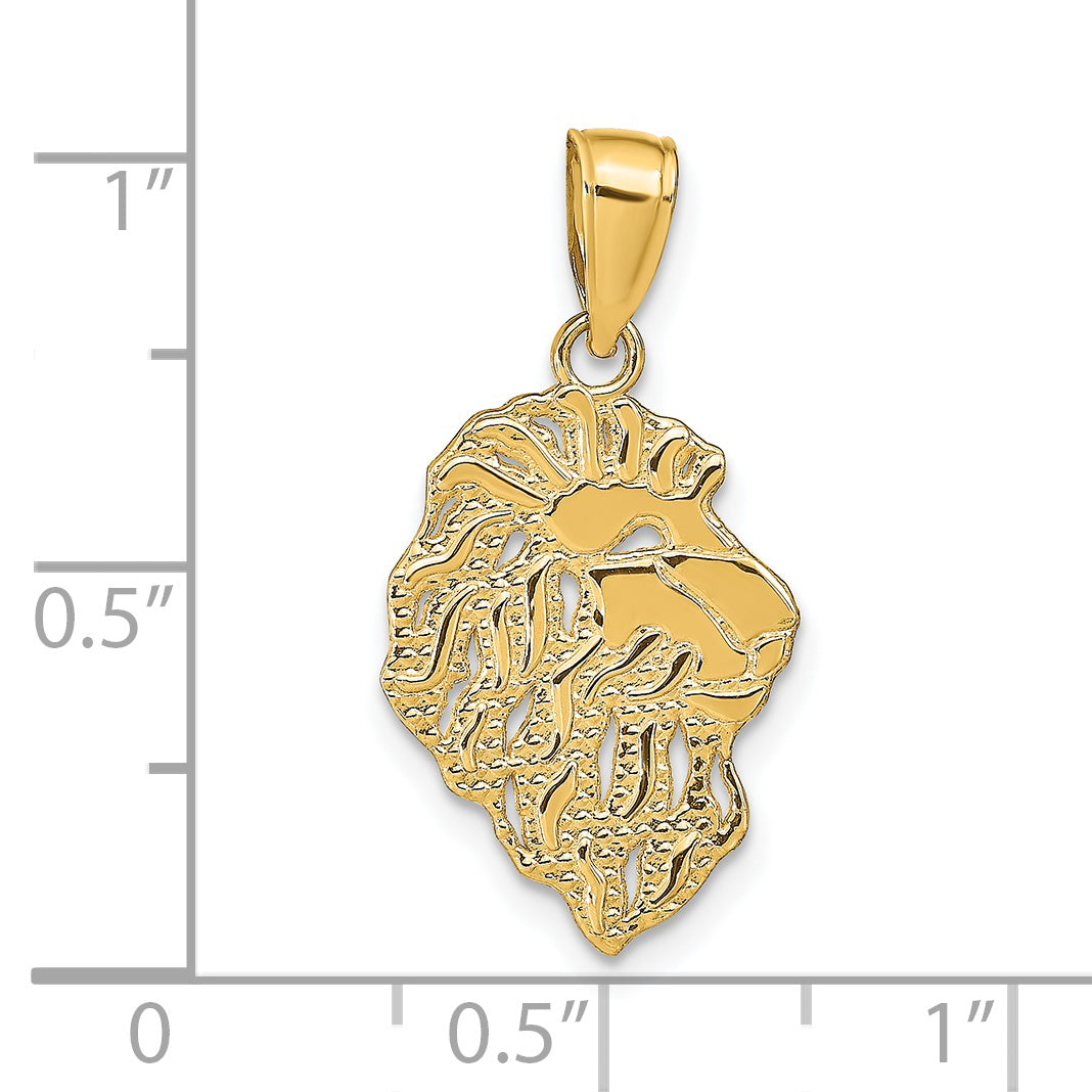 14K Gold Lion Head Pendant for Men  Solid, Casted, Elegant Design