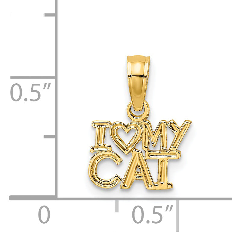 14k I HEART MY CAT Charm