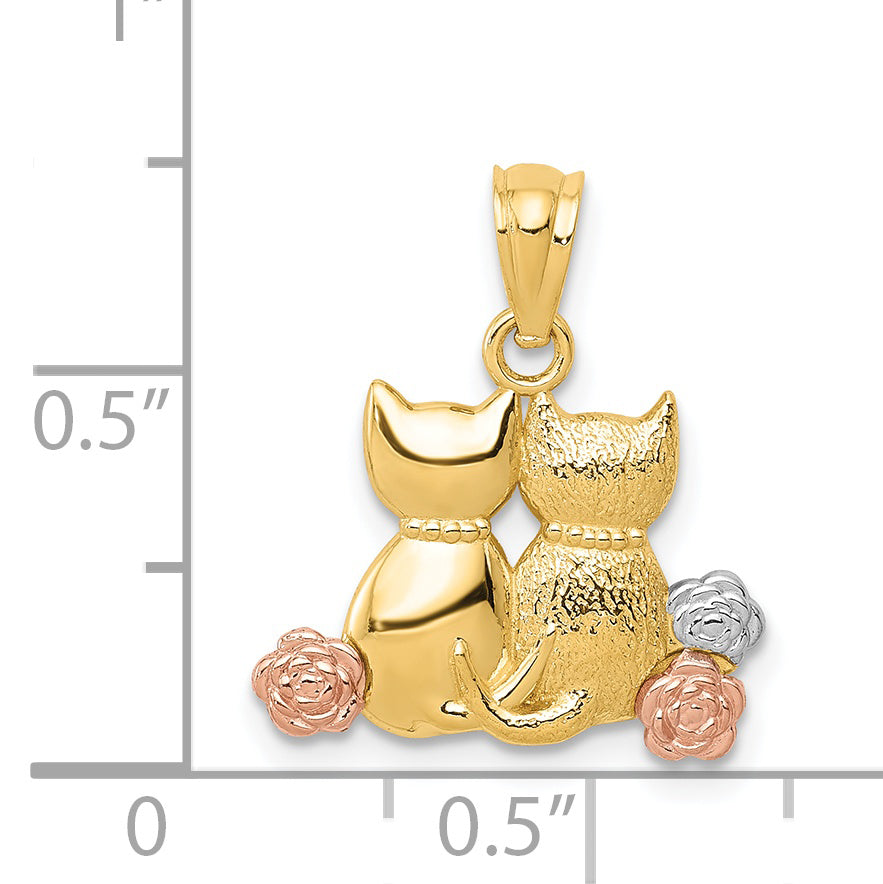 14k Two-tone w/White Rhodium Cats Pendant