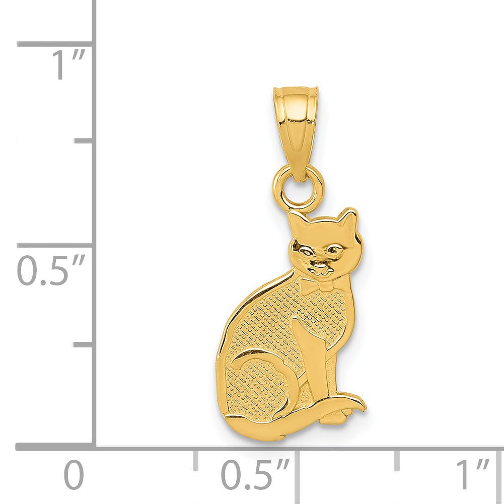 14k I HEART MY CAT on Reverse Cat Pendant