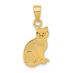 14k I HEART MY CAT on Reverse Cat Pendant