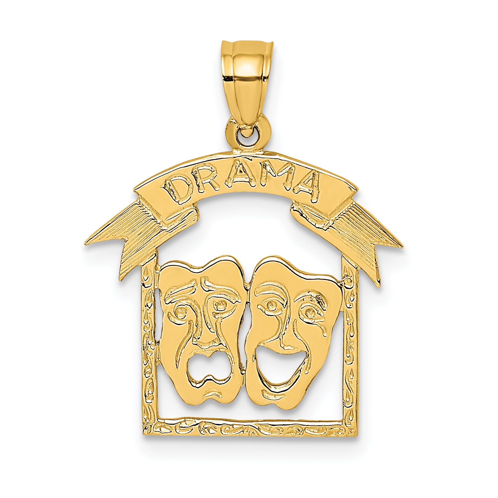 14K Comedy/Tragedy Drama Story in Frame Charm