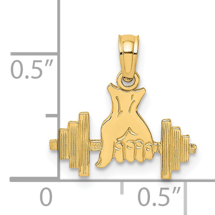 14K Hand Holding Barbell Charm