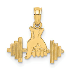 14K Hand Holding Barbell Charm