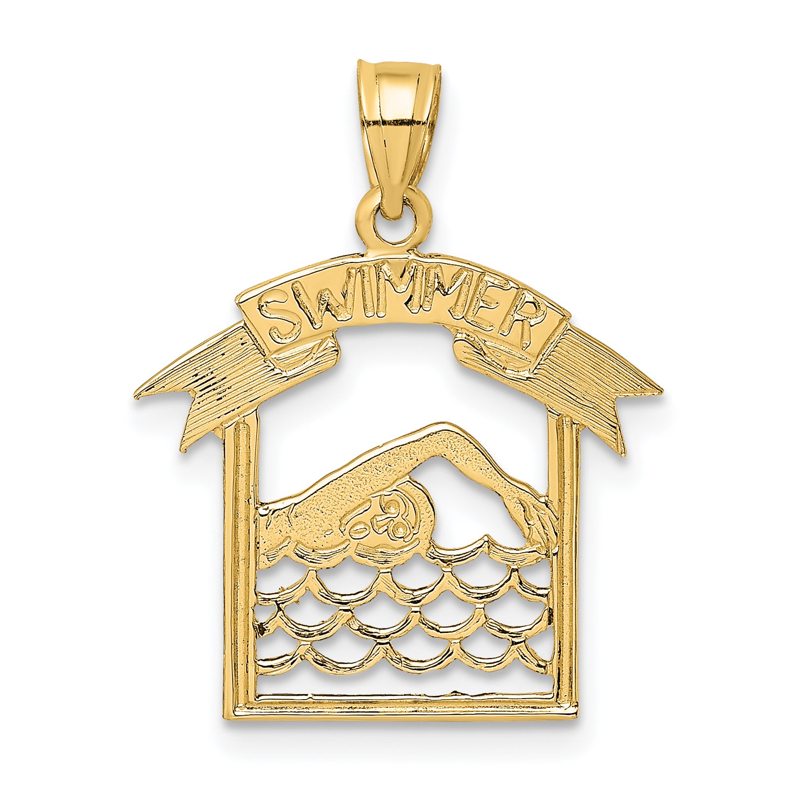 14K SWIMMER In Frame Charm