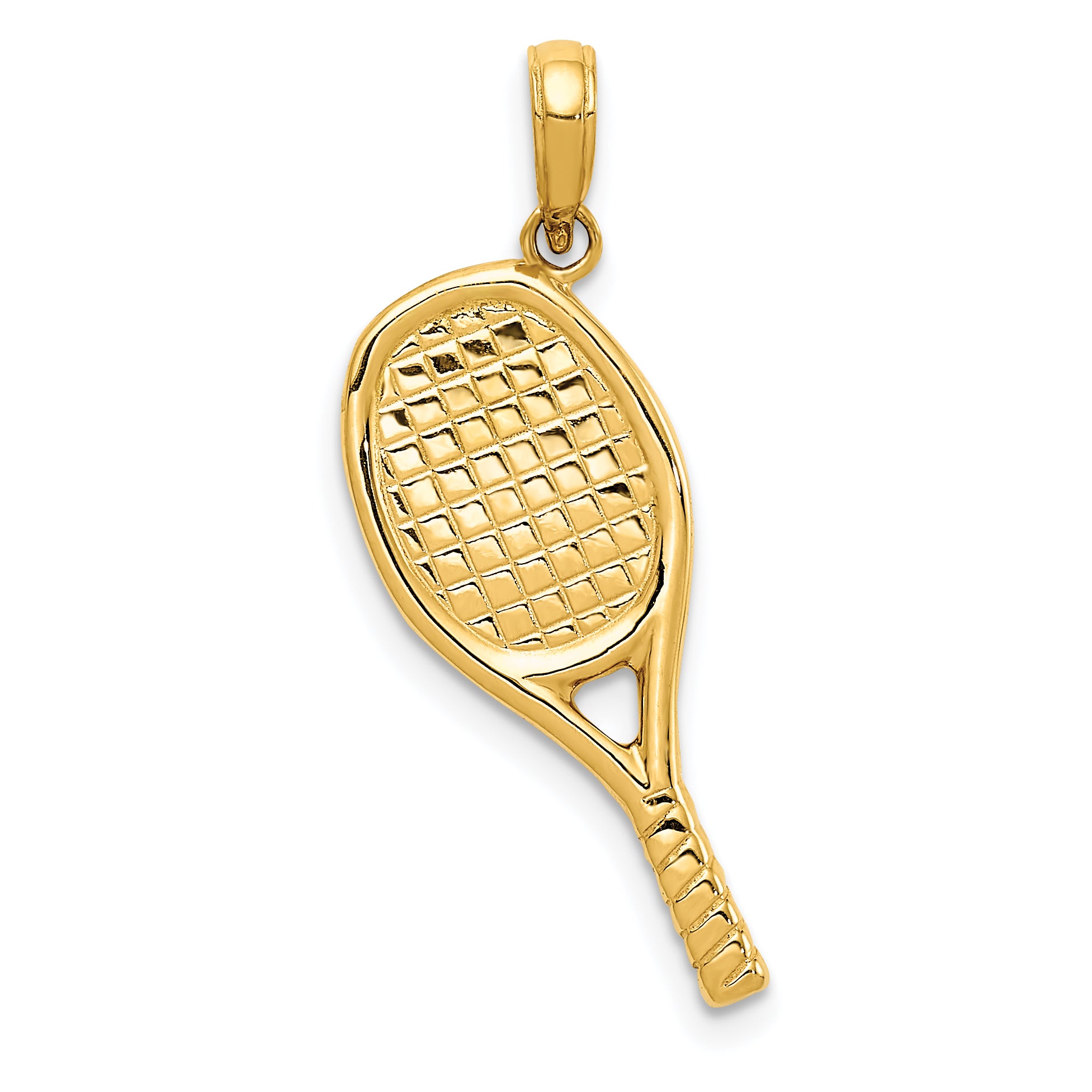 14K Gold 3D Racquetball Pendant with Polished Finish – Sport-Inspired Elegance for Men