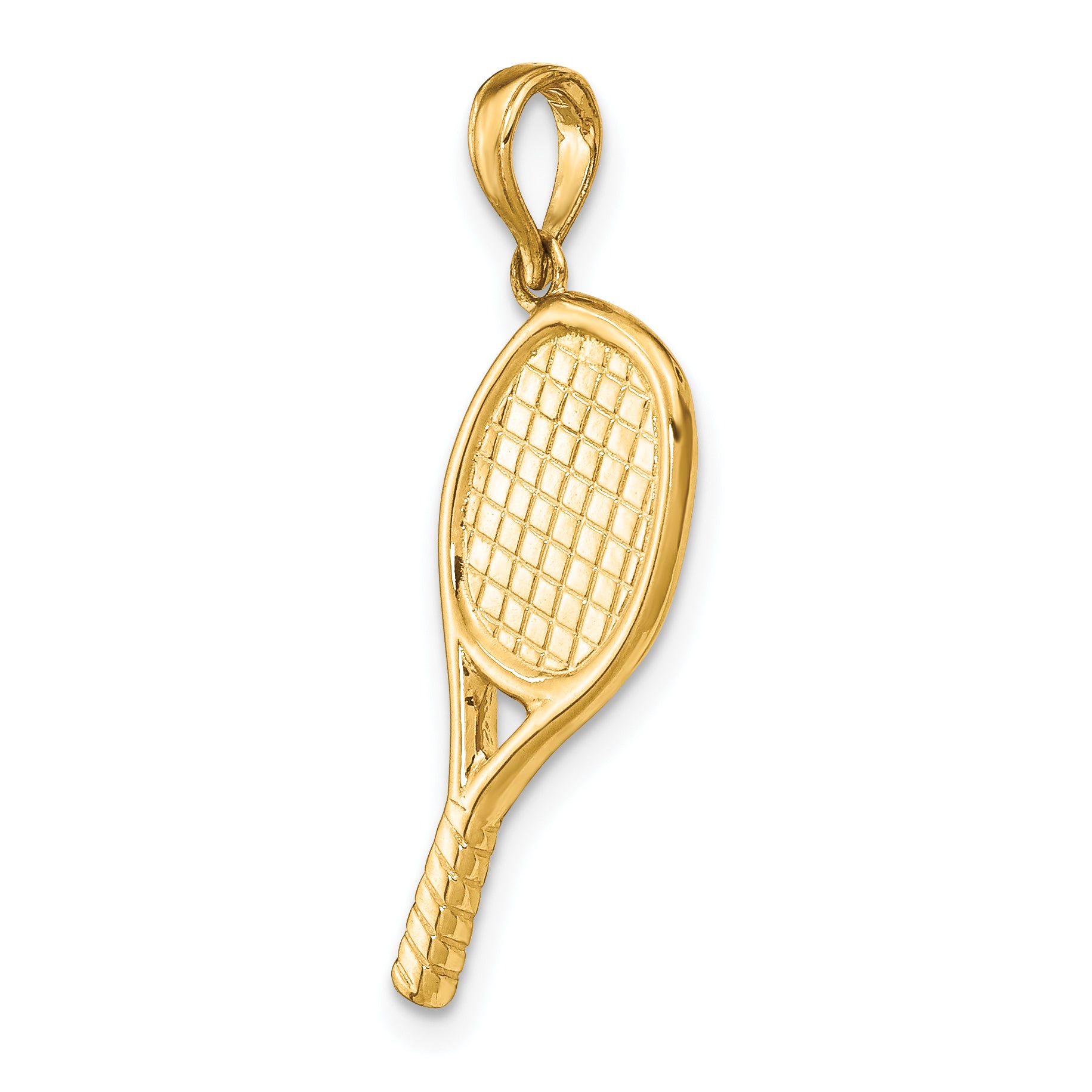 14K Gold 3D Racquetball Pendant with Polished Finish – Sport-Inspired Elegance for Men