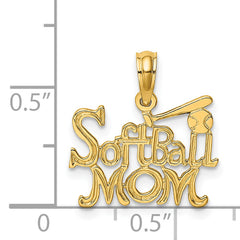 14K SOFTBALL MOM w/ Bat And Ball Charm