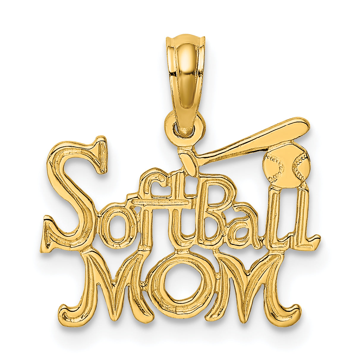 14K SOFTBALL MOM w/ Bat And Ball Charm