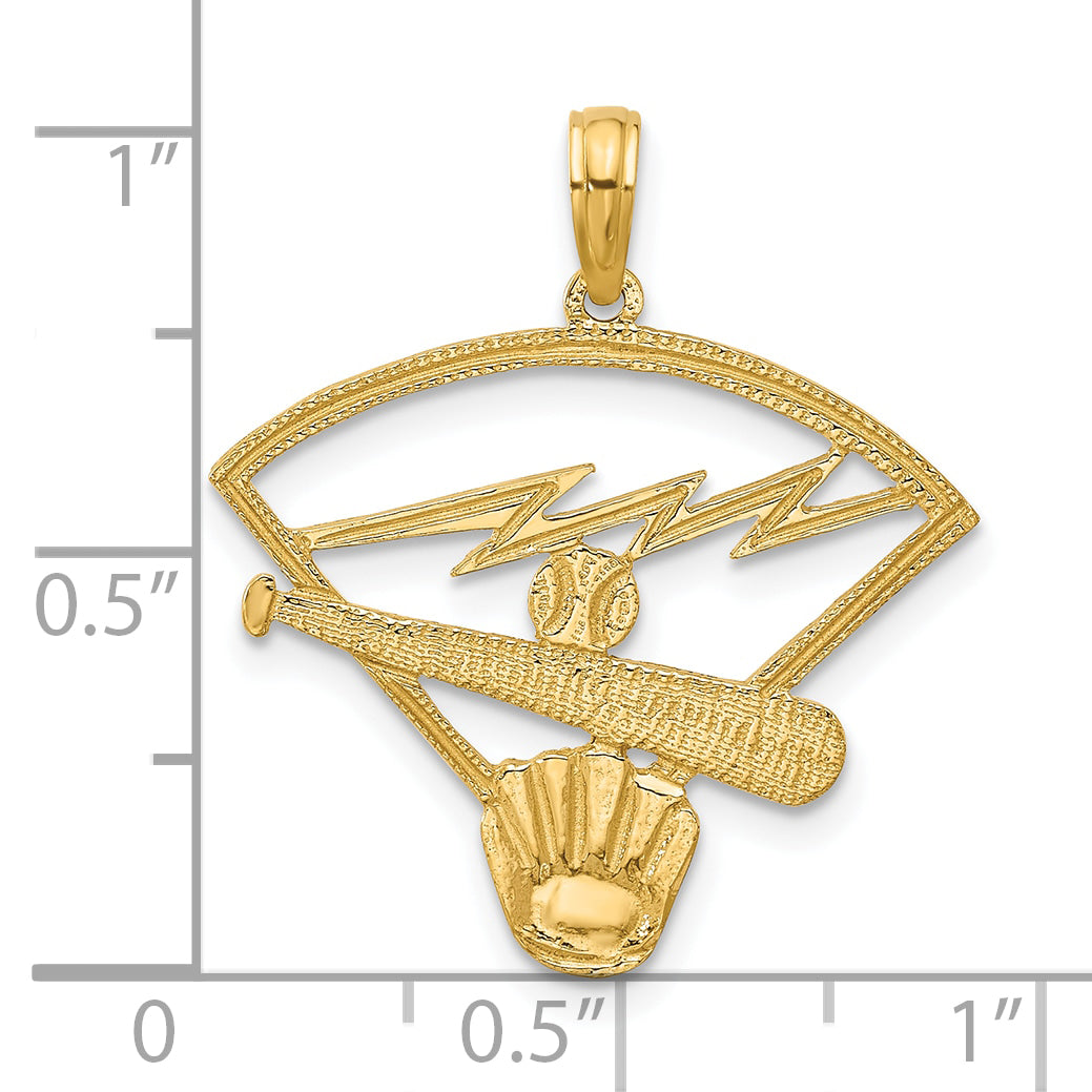 14K Baseball Diamond Pendant