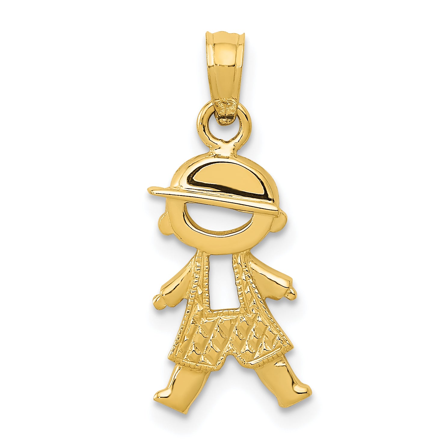 14k Polished and Textured Boy Pendant