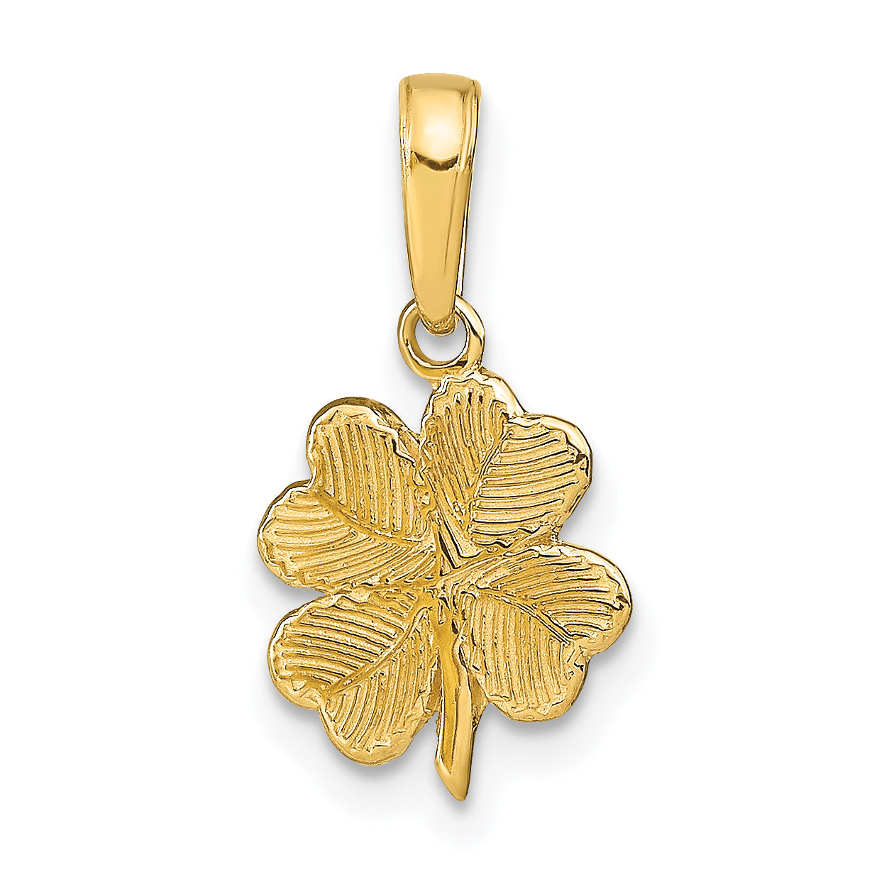 14k Polished and Textured 4-Leaf Clover Pendant