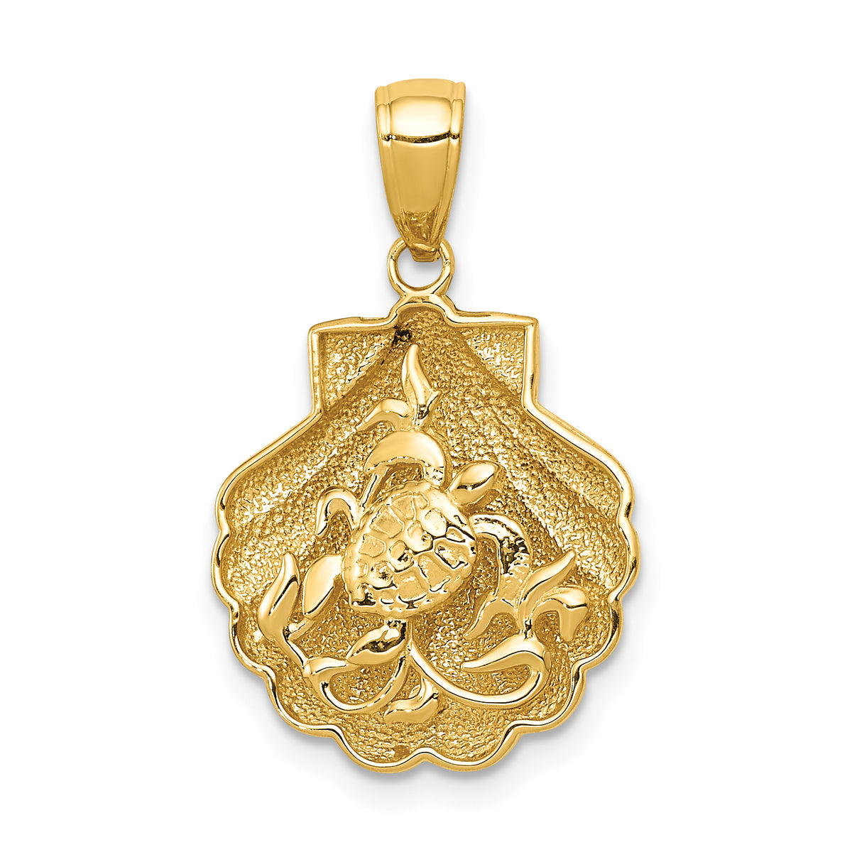 14k Sea Turtle in a Shell Pendant