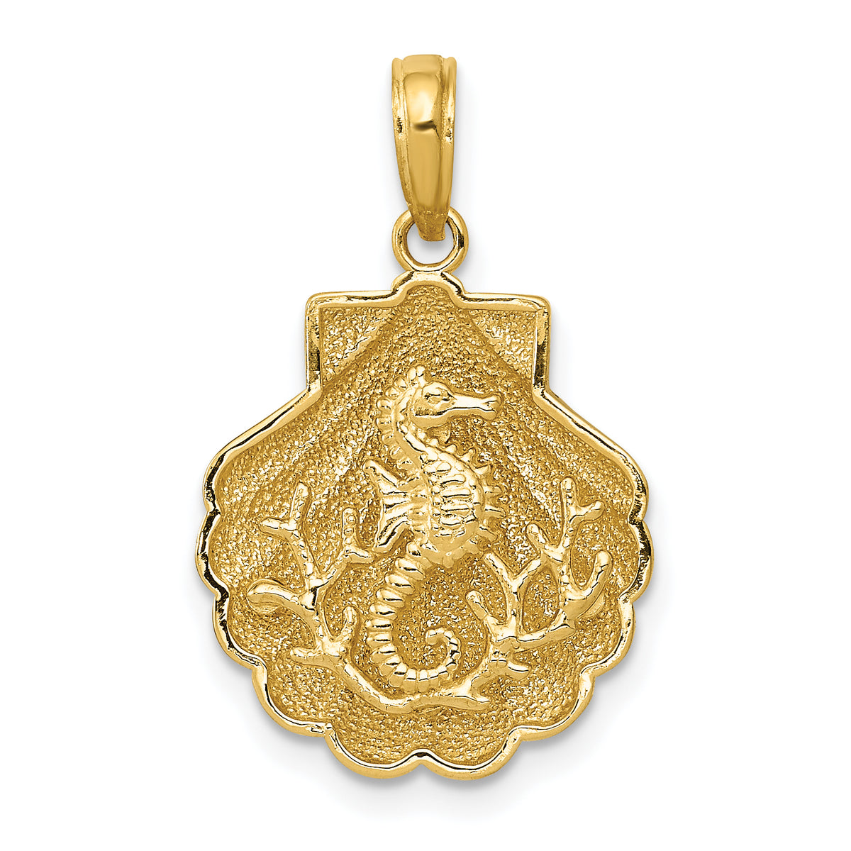 14k Seahorse in a Shell Pendant