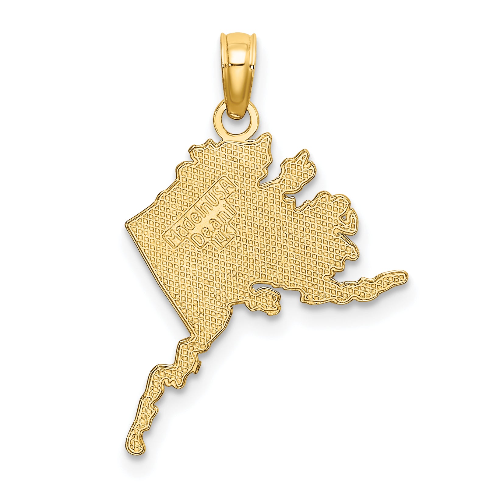 14k Polished/Textured ALASKA Map Charm