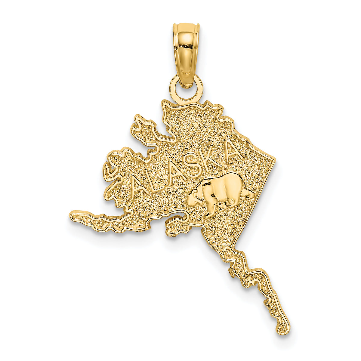 14k Polished/Textured ALASKA Map Charm