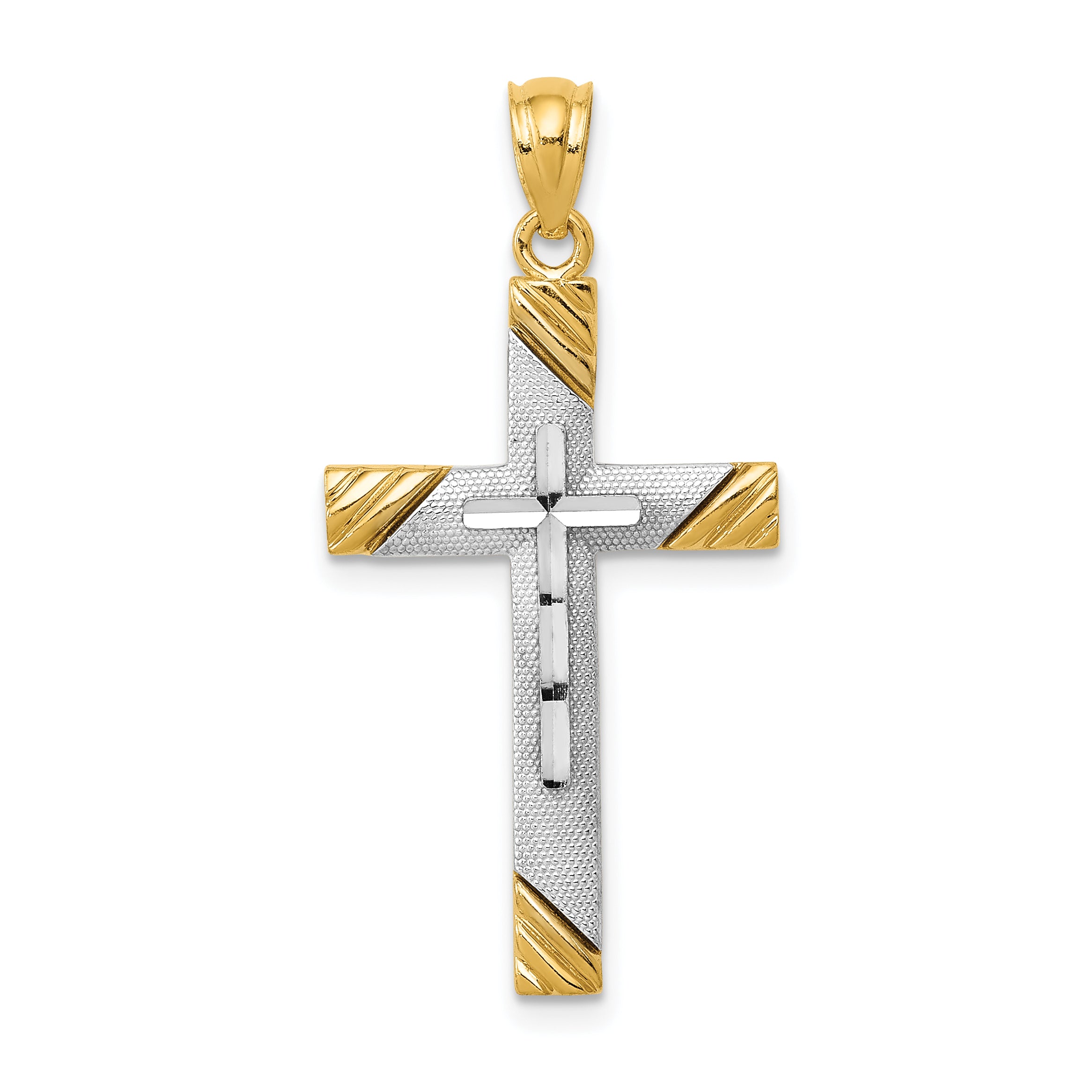 14K w/Rhodium Cross Pendant