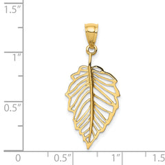 14K Polished Leaf Pendant