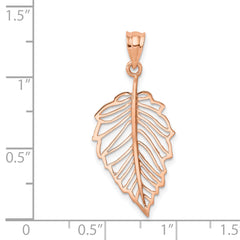 14K Rose Polished Leaf Pendant