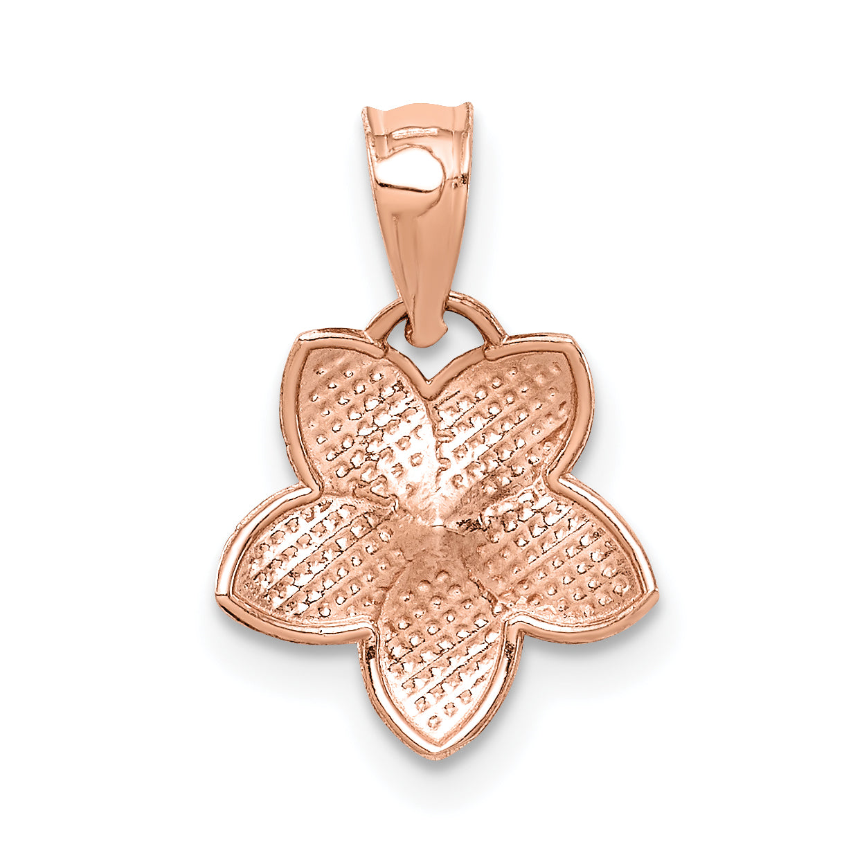 14K Rose Polished Mini Plumeria Pendant