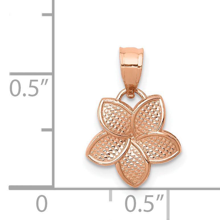 14K Rose Polished Mini Plumeria Pendant